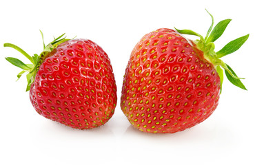 Ripe red strawberries isolated on white background