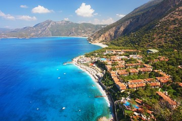 View of the coast in Oludeniz, Turkey - obrazy, fototapety, plakaty