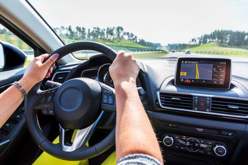 Driving a car with navigation device