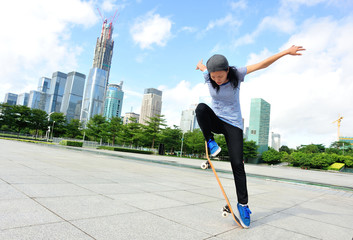 skateboarding on city 