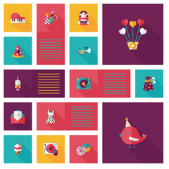 Fototapeta premium happy birthday flat ui background , eps10