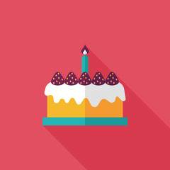 birthday cake flat icon with long shadow,eps10