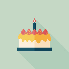 birthday cake flat icon with long shadow,eps10