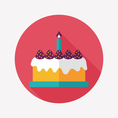 birthday cake flat icon with long shadow,eps10