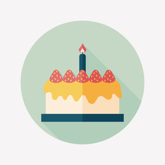 birthday cake flat icon with long shadow,eps10