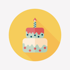 birthday cake flat icon with long shadow,eps10