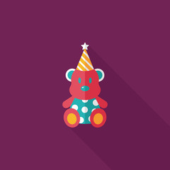 birthday teddy bear flat icon with long shadow,eps10