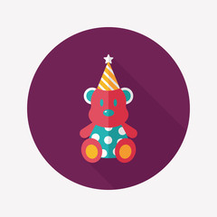 birthday teddy bear flat icon with long shadow,eps10