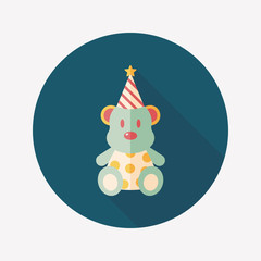 birthday teddy bear flat icon with long shadow,eps10