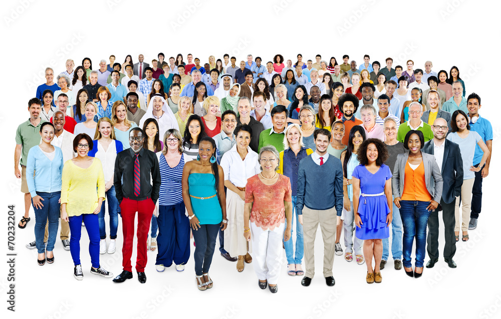 Wall mural multiethnic group of people smiling - Wall murals