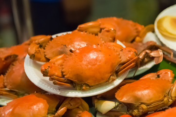 Grilled  crabs in market