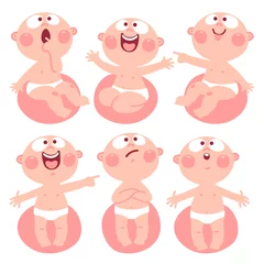 Fotobehang Funny baby with different emotions. © baksiabat