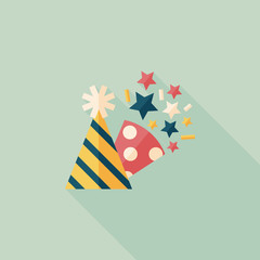 birthday party hat flat icon with long shadow,eps10