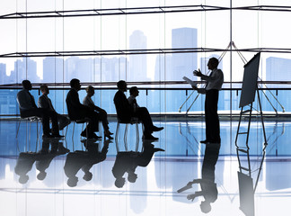 Silhouette of People in Business Meeting