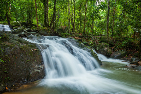 Side view of Krating waterfall in Juntaburi province ,Thailand