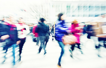 Large Crowd Walking in a City