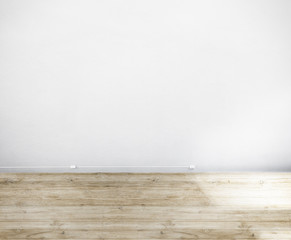 Room Made of White Wall and Wooden Floor