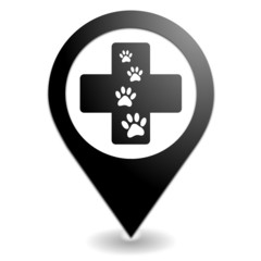 Obraz premium clinique vétérinaire sur symbole localisation noir