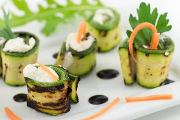 grilled zucchini rolls with cheese
