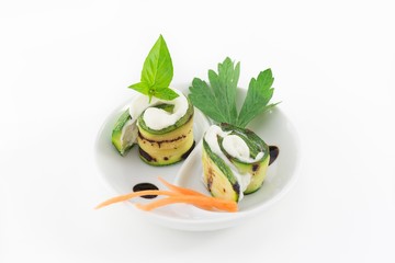 grilled zucchini rolls with cheese