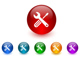 tools internet icons colorful set