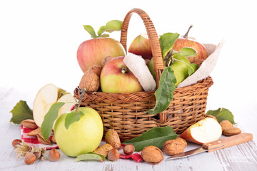 wicker basket with apples