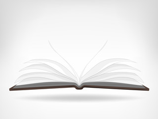 open empty book side view isolated object