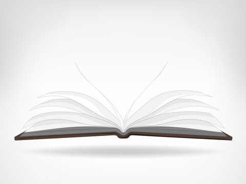 open empty book side view isolated object