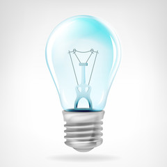 realistic blue bulb object isolated on white