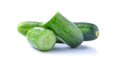 Cucumber and slices on  background.