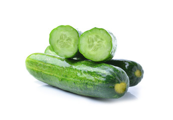 Cucumber and slices on  background.