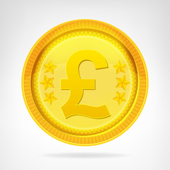 Pound coin golden currency object isolated