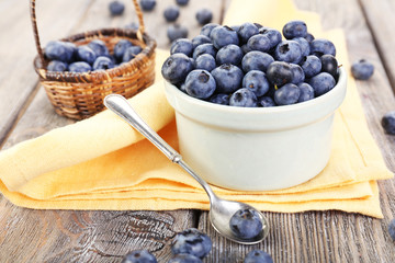 Fresh blueberries on wooden table