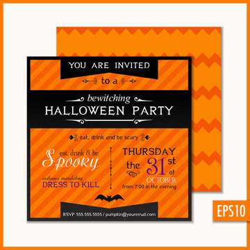 Halloween Invitation Orange Strip