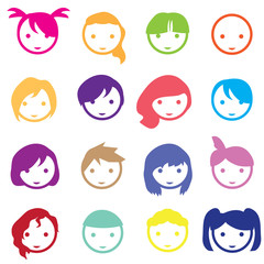 Fototapeta premium a collection of cute little colorful cartoon faces