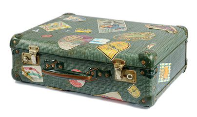 Well travelled old vintage suitcase