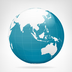 Asia blue earth view isolated