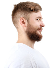 Obraz premium Portrait of handsome man with beard isolated on white