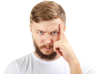 Fototapeta premium Portrait of handsome man with beard isolated on white