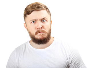 Obraz premium Portrait of handsome man with beard isolated on white