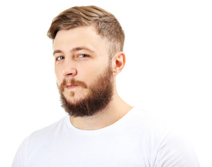Obraz premium Portrait of handsome man with beard isolated on white
