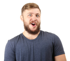 Portrait of handsome man with beard isolated on white