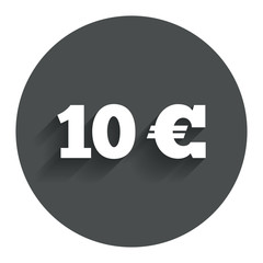 10 Euro sign icon. EUR currency symbol.