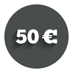50 Euro sign icon. EUR currency symbol.