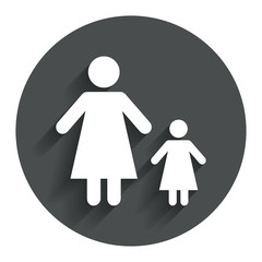 One-parent family with one child sign icon.