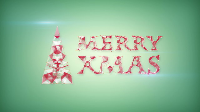 merry christmas greeting triangles shape animation