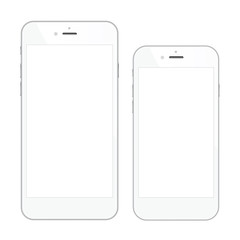 Two high quality white smartphone vector illustrations isolated