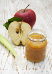 Apples puree in jar