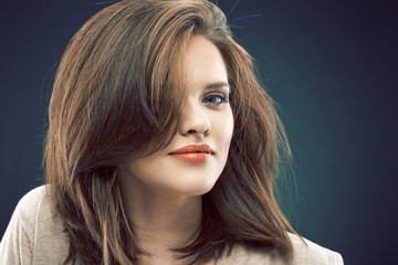Naklejka premium Happy smiling woman, face portrait