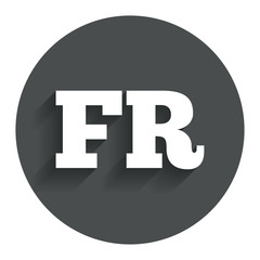 French language sign icon. FR translation.